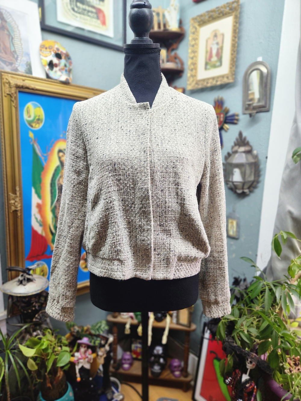 H&M Beige Tweed Cropped Jacket